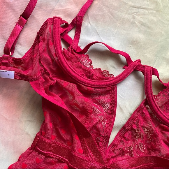 Love,Vera Red Lace Cross Strap Open Cup Chemise Lingerie ❤️ - Picture 9 of 10